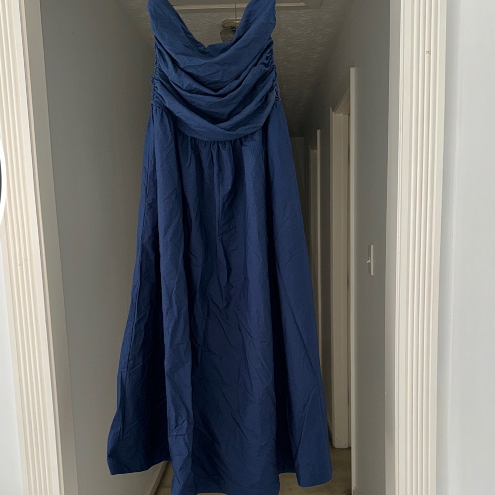 LOFT Strapless Navy Dress